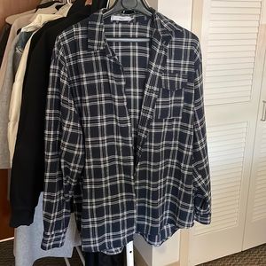 Blue plaid shirt oversized